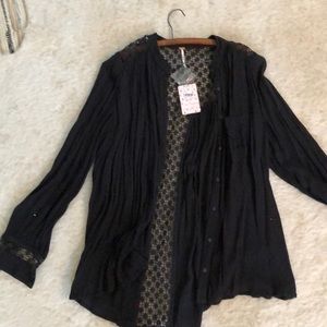 Free people Dutton down with lacy cutouts